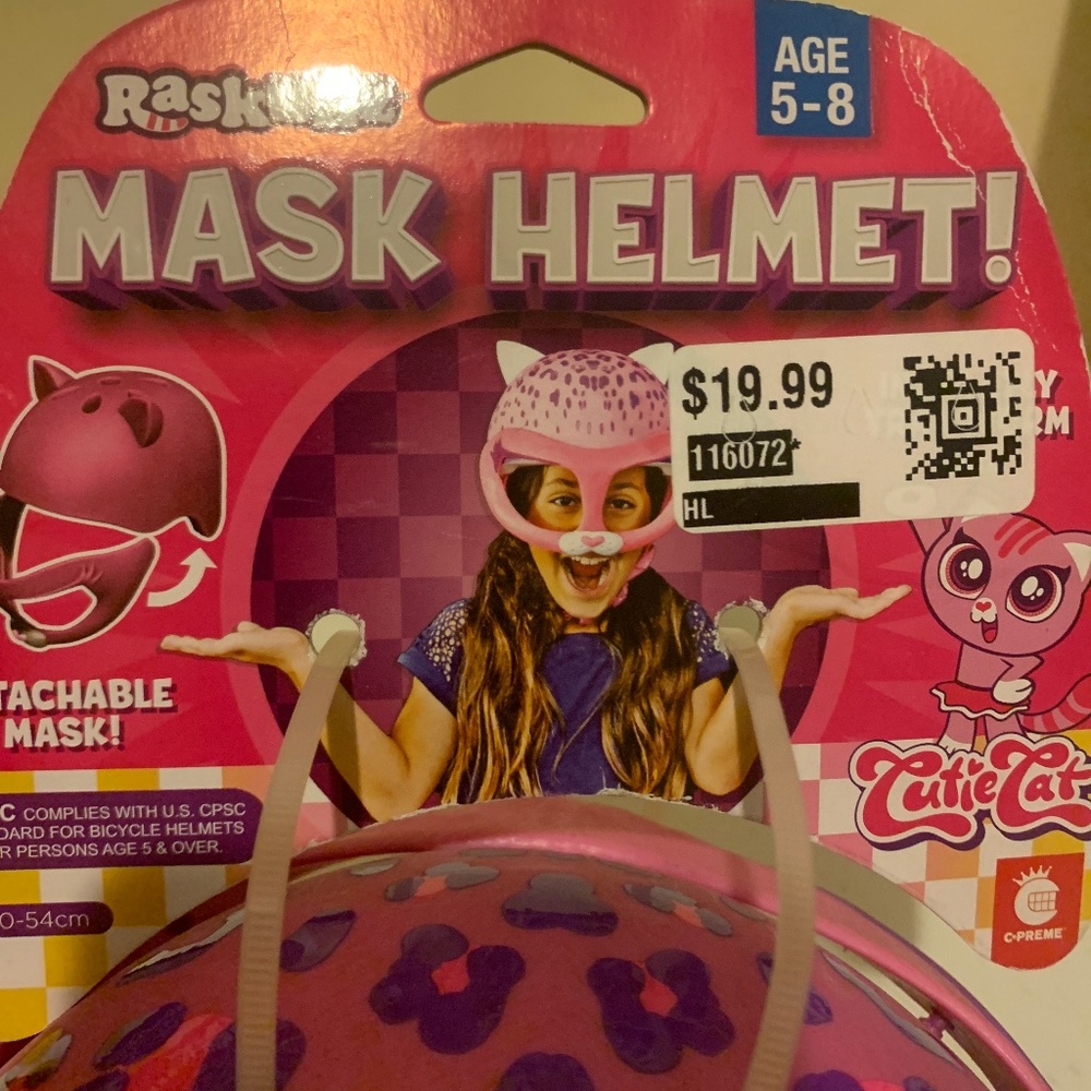 Girls bicycle kitty cat helmet NWT